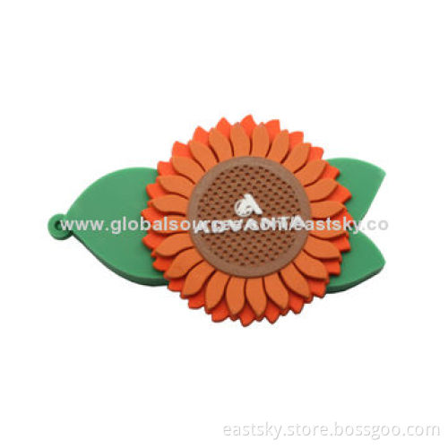 Custom Sunflower-shaped Thumb Drive, Made of Soft PVC Material, OEM Orders Welcomed